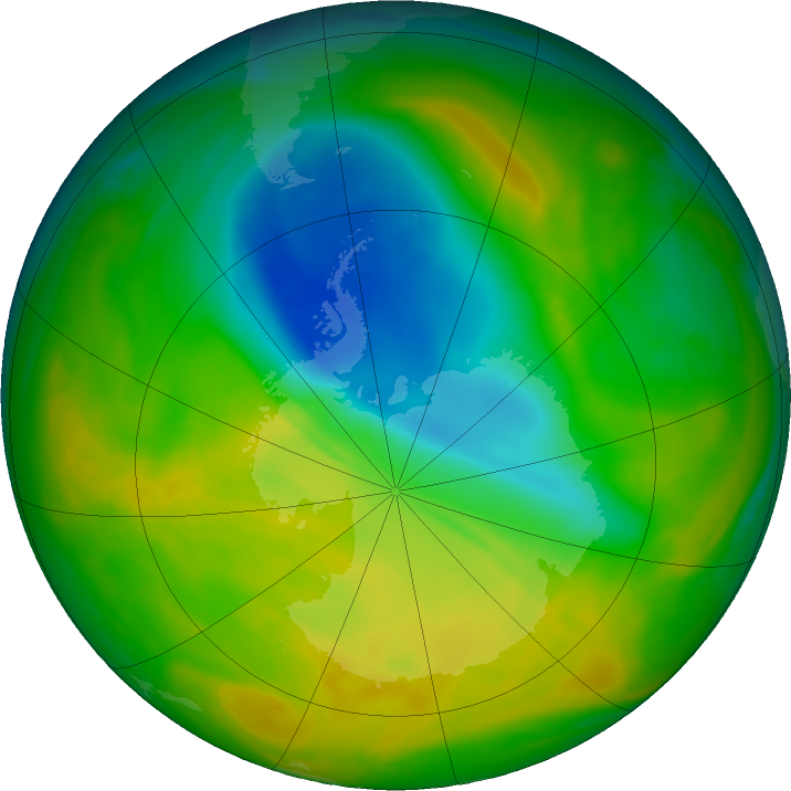 Antarctic ozone map for 08 November 2019